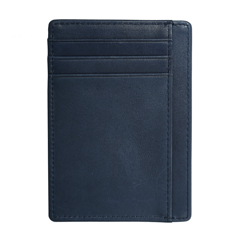 OEM Custom Men Genuine Leather Minimalist Ultra Slim Card Holder Wallet Rfid Front Pocket Wallet for Man