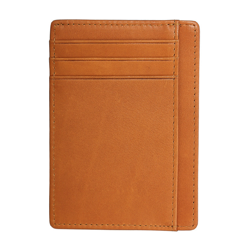 OEM Custom Men Genuine Leather Minimalist Ultra Slim Card Holder Wallet Rfid Front Pocket Wallet for Man